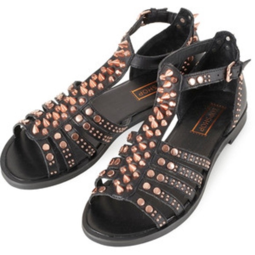 Topshop rose gold studded gladiator sandals